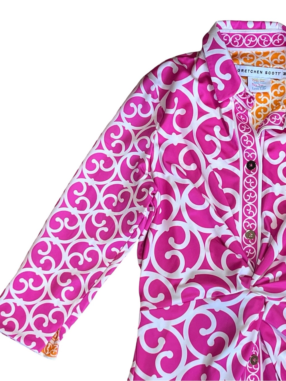 Gretchen Scott Women’s Sz M Pink Twist and Shout Dress Geometric Print Stretch - Picture 6 of 16